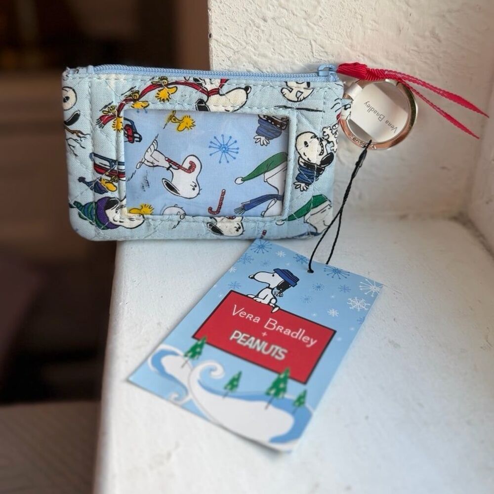 Limited Edition Vera Bradley x Peanuts Ski Slope Snoopy Zip ID Case Wallet NWT!